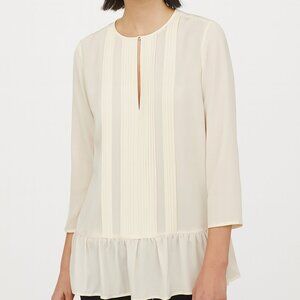 Banana Republic Semi-Sheer Tunic w/Ruffle Bottom Cream Size XS EUC